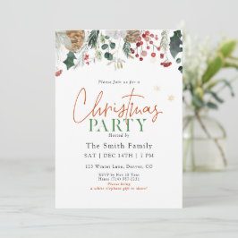 Watercolor Greenery Christmas Party 招待状