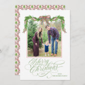 Watercolor Greenery Christmas Photo Card シーズンカード (正面/裏面)