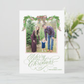 Watercolor Greenery Christmas Photo Card シーズンカード (スタンド正面)