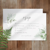 Watercolor Greenery Fern Rustic Wedding 出欠カード