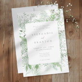 Watercolor Greenery Fern Rustic Wedding 招待状