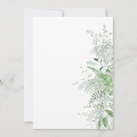 Watercolor Greenery Fern Rustic Wedding 招待状 (裏面)