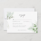 Watercolor Greenery Fern Rustic Wedding QR 出欠カード (正面)