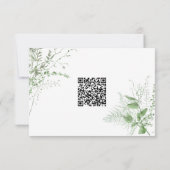 Watercolor Greenery Fern Rustic Wedding QR 出欠カード (裏面)