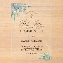 watercolor greenery foliage | First Communion 