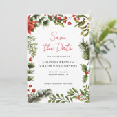 Watercolor Greenery Holiday Wedding セーブザデート (スタンド正面)