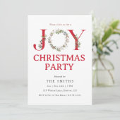 Watercolor Greenery JOY Christmas Party Invitation 招待状 (スタンド正面)