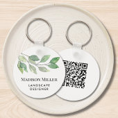 Watercolor Greenery Landscape Designer QR Code キーホルダー