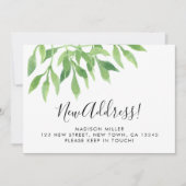 Watercolor Greenery New Address Moving 案内状 (正面)