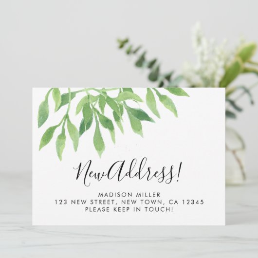 Watercolor Greenery New Address Moving 案内状 (スタンド正面)