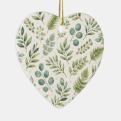 Watercolor Greenery Pattern | Botanical Leaves  セラミックオーナメント (右)