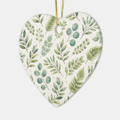 Watercolor Greenery Pattern | Botanical Leaves  セラミックオーナメント (左)