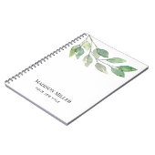 Watercolor Greenery Personalized Job Title ノートブック (左側)
