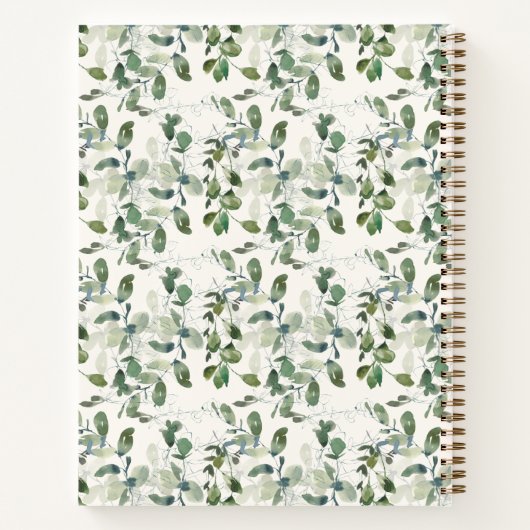 Watercolor Greenery Personalized Name Recipe ノートブック (裏面)