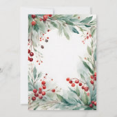 Watercolor Greenery & Red Berries Christmas Party  招待状 (裏面)