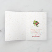 Watercolor Greenery & Red Berries Merry Christmas  ノートカード (内部)