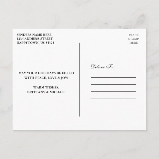 Watercolor Greenery Red Bow First Christmas ポストカード (裏面)