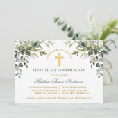 Watercolor Greenery Sage Green Gold Communion 招待状 (スタンド正面)
