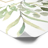 Watercolor Greenery Unplugged Ceremony Sign ポスター (角)