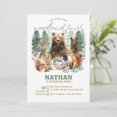 Watercolor Greenery Woodland Forest Birthday 招待状 (スタンド正面)