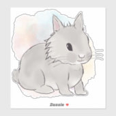 Watercolor Grey lionhead bunny  シール (シート)