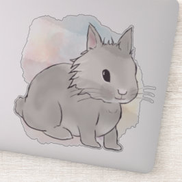 Watercolor Grey lionhead bunny  シール