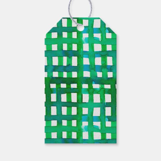 Watercolor grid – green ギフトタグ (正面)