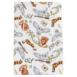 Watercolor GRYFFINDOR™ Hedwig Pattern ミディアムペーパーバッグ