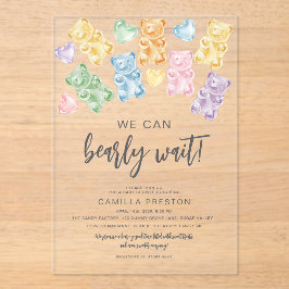 Watercolor Gummy Bears Baby Shower アクリル招待状
