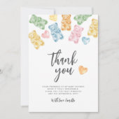 Watercolor Gummy Bears Baby Shower サンキューカード (正面)