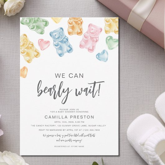 Watercolor Gummy Bears Baby Shower 招待状