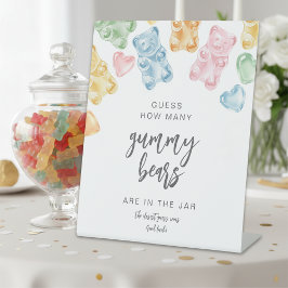 Watercolor Gummy Bears Baby Shower Game 台座サイン