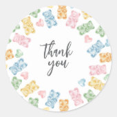 Watercolor Gummy Bears Baby Shower Thank You ラウンドシール (正面)