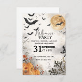Watercolor Halloween Night Party Invitation – Edit 招待状 (正面/裏面)