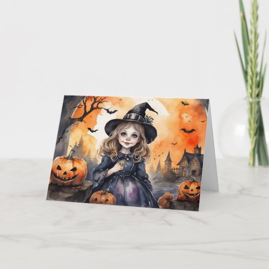 Watercolor Halloween Witch シーズンカード (正面)