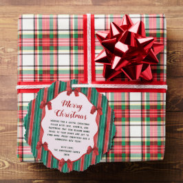 Watercolor Hand Drawn Bows Stripes Christmas Photo オーナメントカード