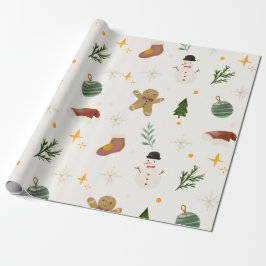Watercolor Hand-Drawn Christmas Seamless Pattern  ラッピングペーパー