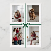 Watercolor Hand Drawn Green Door Christmas Wreath 箔シーズンカード (裏面)