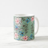 Watercolor hand drawn seamless pattern with beauti コーヒーマグカップ (正面右)