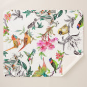 Watercolor hand drawn seamless pattern with tropic シェルパブランケット (正面(横))