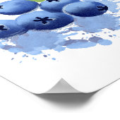 Watercolor Hand-painted Blueberry Illustration  ポスター (角)