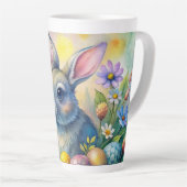 Watercolor Happy Easter Rabbit カフェラテマグ (右アングル)