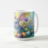 Watercolor Happy Easter Rabbit コーヒーマグカップ (正面右)