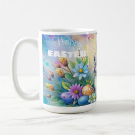 Watercolor Happy Easter Rabbit コーヒーマグカップ