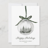 Watercolor Happy Holidays Christmas Ornament シーズンカード (正面)