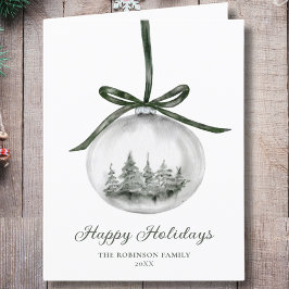 Watercolor Happy Holidays Christmas Ornament シーズンカード