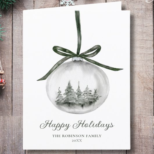 Watercolor Happy Holidays Christmas Ornament シーズンカード