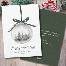 Watercolor Happy Holidays Christmas Ornament