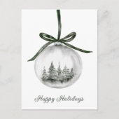 Watercolor Happy Holidays Christmas Ornament シーズンポストカード (正面)