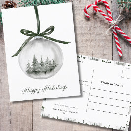 Watercolor Happy Holidays Christmas Ornament シーズンポストカード